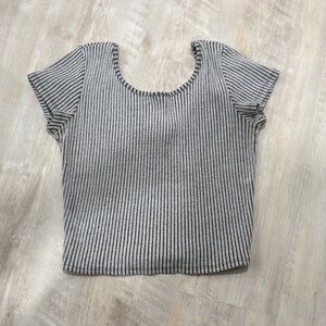 Joyce Leslie Black and White Striped Crop Top